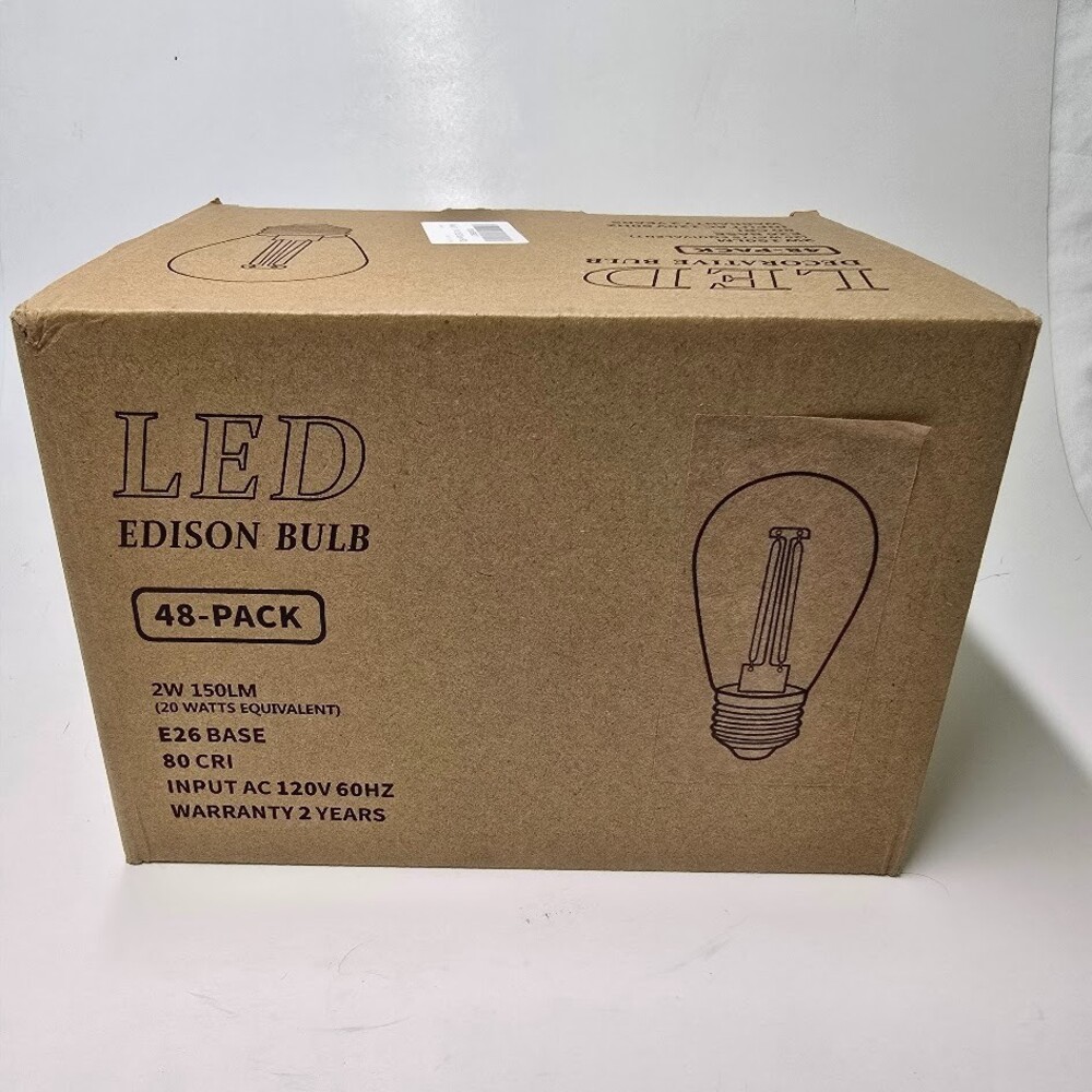 LED S14 Edison Bulb 48 Pack 2W 150LM Shatterproof Outdoor Plastic E26 Base